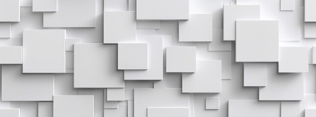 Wall Mural - Block background wallpaper banner with white cube boxes shifted randomly