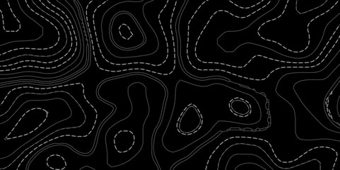Poster - Abstract topographical linier graphics map black background. Patterns topographic line map. Vintage outdoors style , contours stylized height topography lines map. Vector illustration.