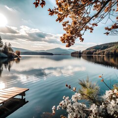 Wall Mural - sunset on the lake