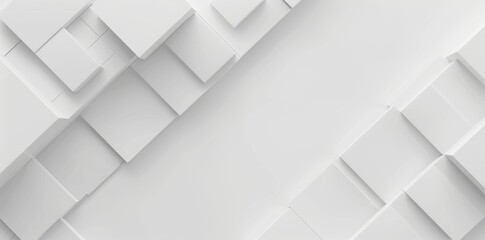 Poster - Moved fading out white cube boxes block background wallpaper banner with copy space