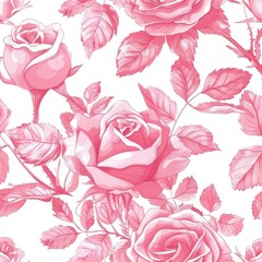 Wall Mural - Seamless pattern with watercolor roses. Wedding invitation, vintage, fabric, bedding textile, wallpaper, background, girl, pink.