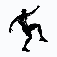 Poster - a body builder doing excersise vector silhouette, isolated white background