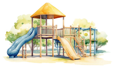 Sticker - PNG Watercolor playground outdoors white background architecture.