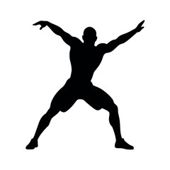 Poster - a body builder doing excersise vector silhouette, isolated white background