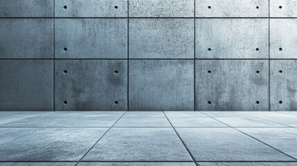 Poster - An image featuring a concrete wall and floor with a minimalist design, showcasing raw textures and a monochromatic color scheme.