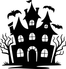 Wall Mural - halloween house with bats