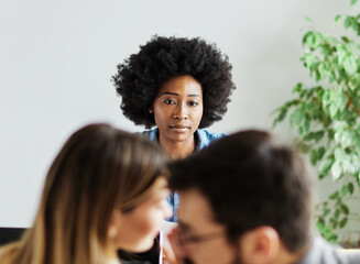 Wall Mural - business businesswoman office meeting woman job interview recruitment employee employment work career candidate sitting applicant resume resource