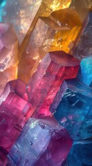 Sticker - A close-up of colorful crystals. AI.