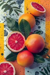 Poster - Elegant scene showcasing a blend of psychedelic shapes and modern geometric designs in a retro risograph print,
