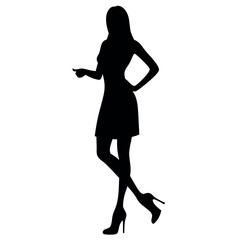 Wall Mural - a woman stand with wear high heel, and holding one high heel  isolated white background 