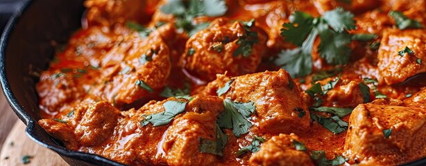 Wall Mural - Indian Chicken Tikka Masala dish in a Korai