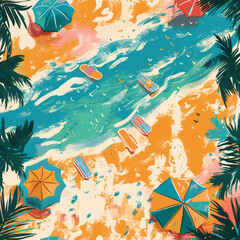 Wall Mural - summer beach illustration background