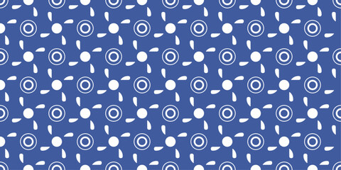 Leinwandbilder - Blue background and polka dots circles. Vector pattern of circles on a blue canvas, seamless.