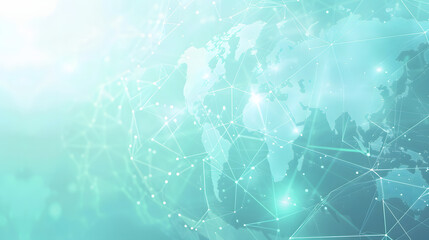 digital world map with global network connections on light blue background, international business or connectivity concept
