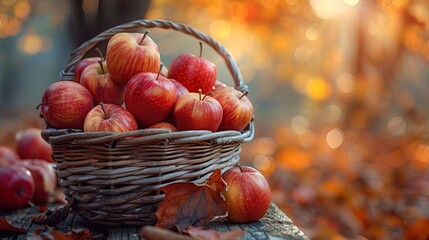 Canvas Print - Autumn Harvest: A Basket Full of Red Apples