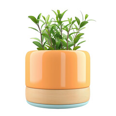 Sticker - Green plant in orange and wooden pot