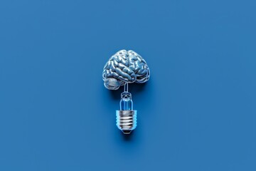 Canvas Print - Minimalistic Brain Depiction in Lightbulb Showcasing the Essence of Thought and Innovation.