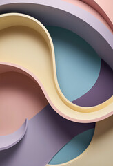 Wall Mural - modern pastel colours template with 3d waves
