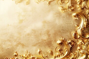 Aufkleber - A beautiful gold ornate frame set against a neutral beige background, perfect for framing your favorite image or quote