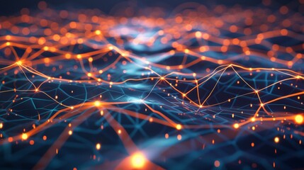Fototapete - Colorful lines and nodes represent interconnected neural networks, creating an abstract display against a dark, technology-inspired backdrop