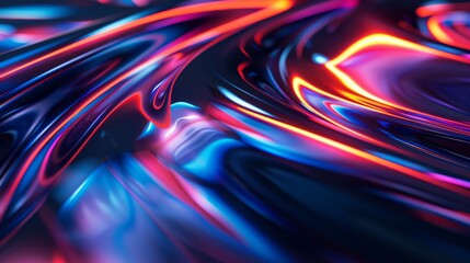 Poster - A mesmerizing display of swirling neon colors in motion creates a dynamic and glossy surface against a dark backdrop