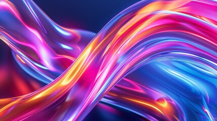 Poster - A vibrant display of swirling neon colors dynamically dances against a dark backdrop, creating a mesmerizing glossy pattern that captivates the viewer