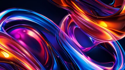 Poster - A vibrant display features a swirling motion of neon colors against a dark backdrop, showcasing glossy surfaces and illuminated curves