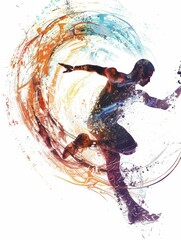 Canvas Print - This abstract artwork features a silhouette of a runner, captured in a burst of vibrant colors. The image symbolizes speed, power, movement, and the pursuit of goals.