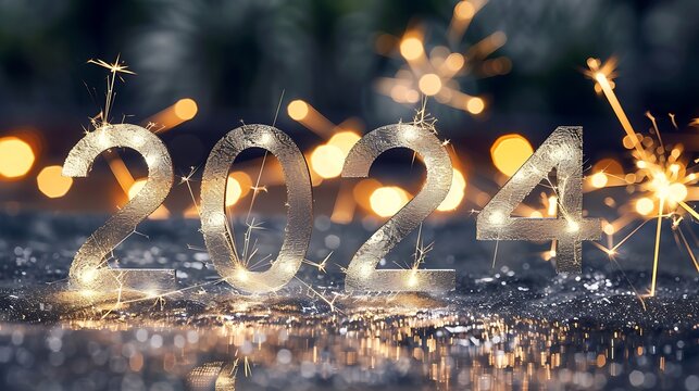 Christmas card 2024 Happy New Year. Abstract