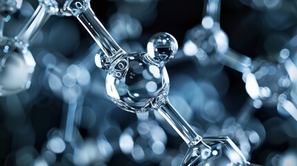 Poster - Interconnected lines and nodes form a complex biotech network, illuminated against a dark background, showcasing the intricate design of modern technology
