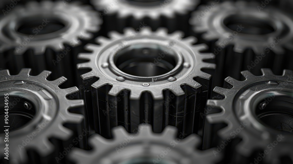 Close-Up of Interlocking Industrial Gears with Sharp Details and High ...