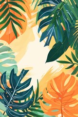 Poster - Exotic leaf design on a bright yellow background