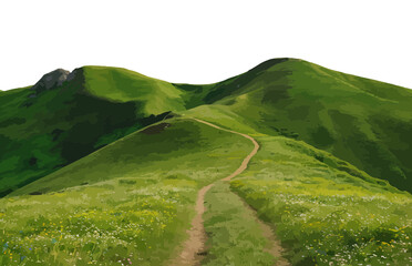 green hills lanscape cut out natural view grass beauty nature background fertile mountain white tran