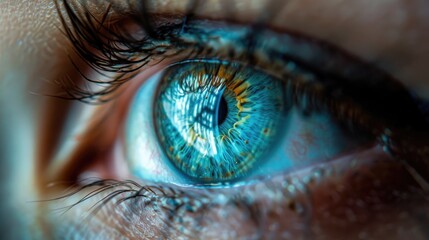 Sticker - A detailed shot of a person's blue eye with a focus on the iris and pupil