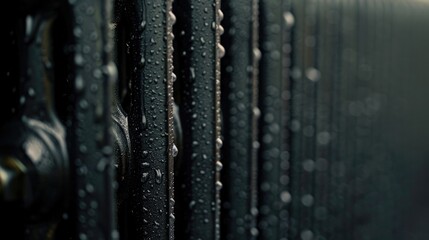 Poster - Close-up shot of a metal door with water droplets on its surface