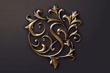 Aufkleber - A gold letter S on a black background