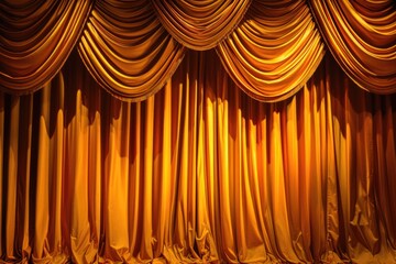 Poster - A grandiose stage setting with a golden curtain, perfect for theatrical performances or awards ceremonies