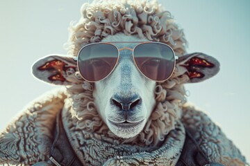 Poster - A casual sheep wearing trendy accessories, suitable for humorous or creative uses