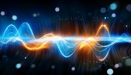 Canvas Print - sparkling sound and energy waves moving through space