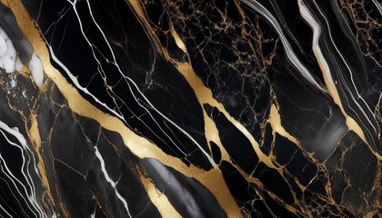 Poster - dark marble black marble stone background tiles stone gold silver