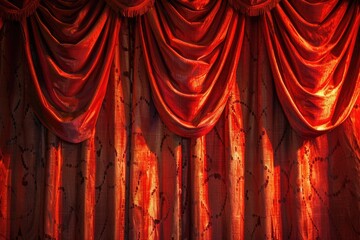 Poster - A close-up shot of a curtain with a soft light shining through, ideal for use in interior design or architectural photography