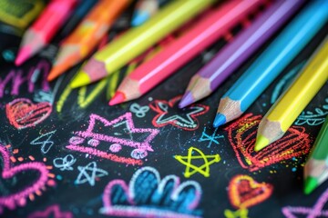 Poster - Pencils and markers for education, art projects or creative activities