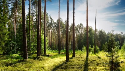 Sticker - a mixed forest at summer sunny day beautiful landscape