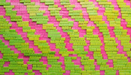 Poster - pink green and yellow mosaic abstract background