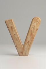 Poster - A wooden letter V on a clean white surface