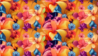 Poster - bright floral abstract print artistic seamless pattern fashionable template for design