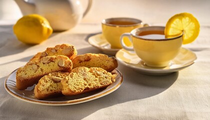 Wall Mural - sunny tea party with lemon biscotti