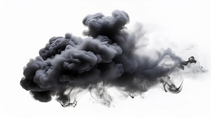 Sticker - black smoke cut out dark steam on transparent background cutout smoke