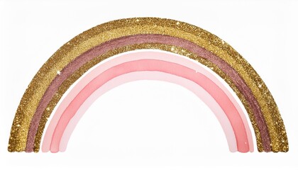 Wall Mural - watercolor pink and gold glitter rainbow