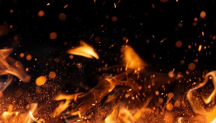 Poster - fire embers particles over black background fire sparks background abstract dark glitter fire particles lights